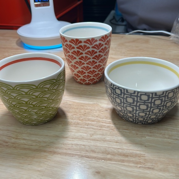 Starbucks set of 3 nesting cups mugs green red blue 8oz each 2009 New Bone China - Picture 11 of 11